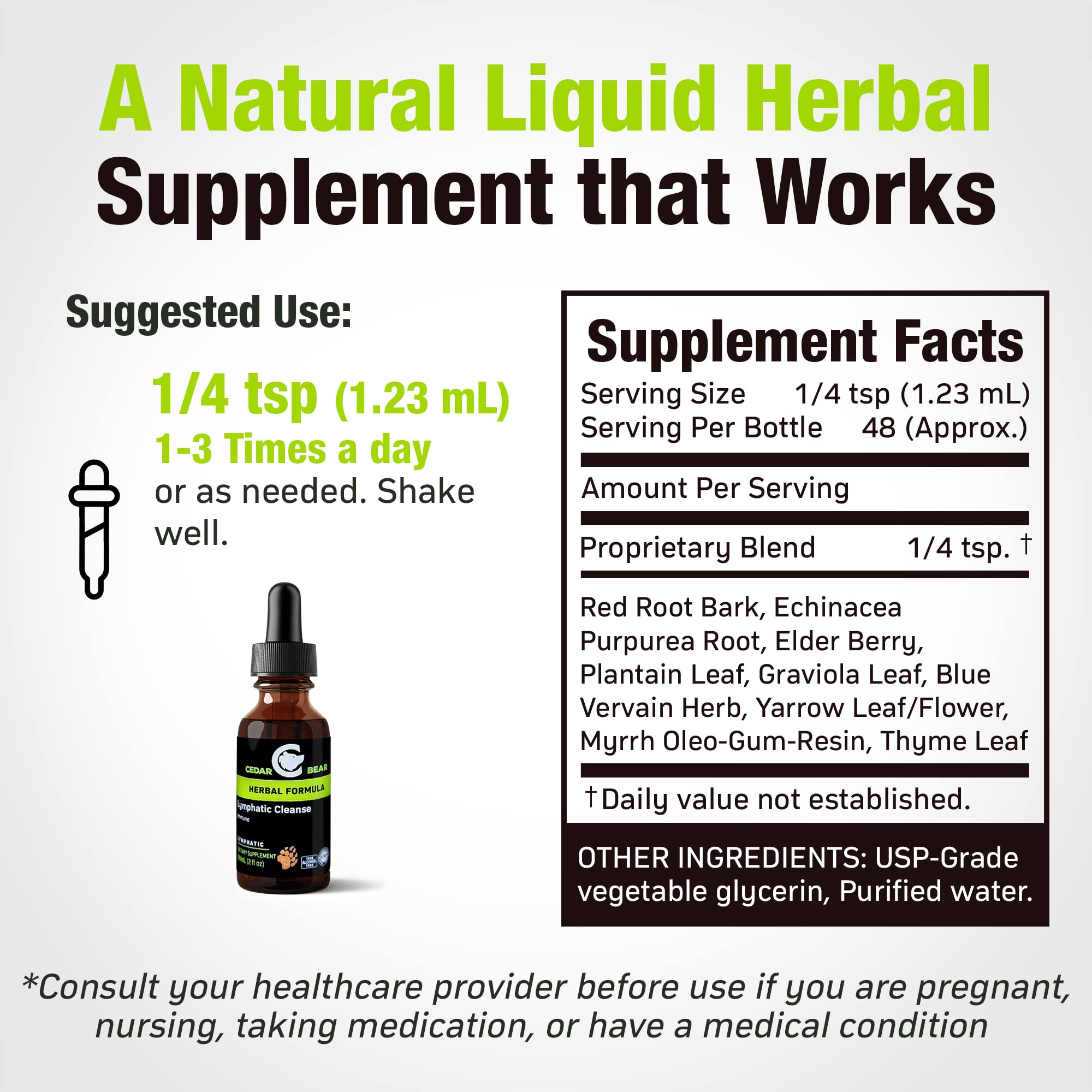 Cedar Bear Lymphatic Drainage Drops dropper closeup for precise dosing and daily use