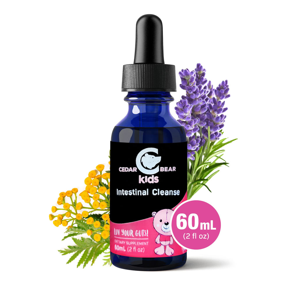 Cedar Bear natural herbs blend image highlights black walnut, orange peel, lavender.