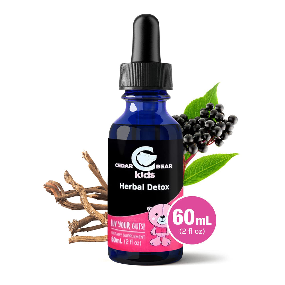 Cedar Bear Naturales Herbal Detox for Kids ingredients include elderberry and milk thistle