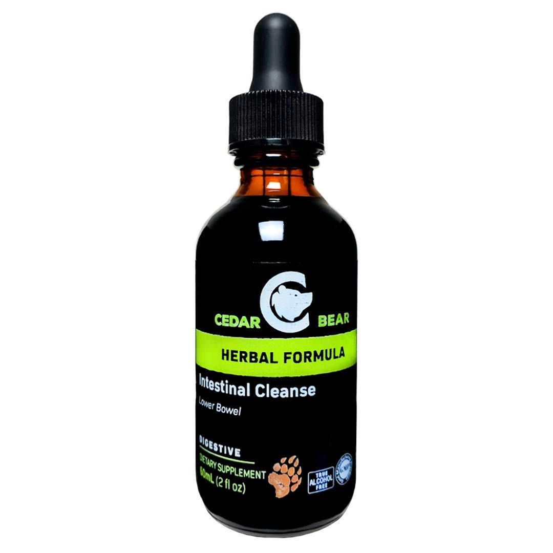 Cedar Bear Naturales Intestinal Cleanse bottle for convenient daily digestive routine.
