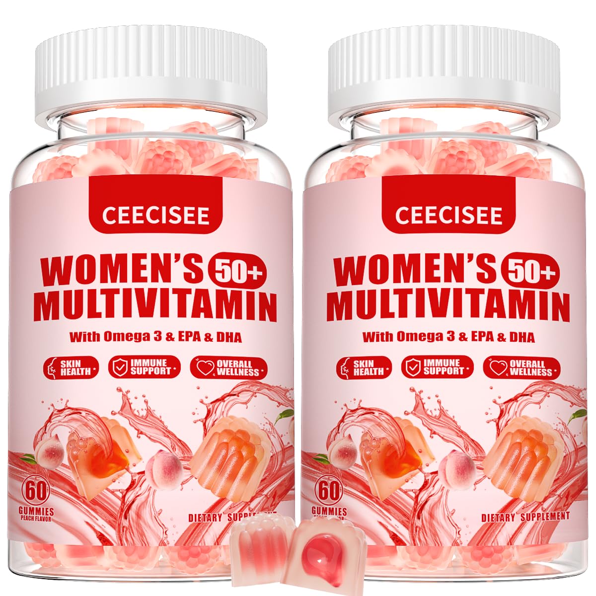 Ceecisee 50+ women vitamin gummies bottle showcases organic vegan multivitamin for daily wellness