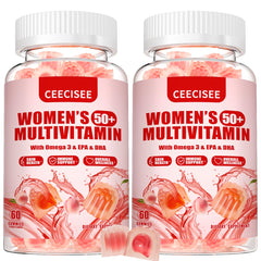 Ceecisee 50+ women vitamin gummies bottle showcases organic vegan multivitamin for daily wellness