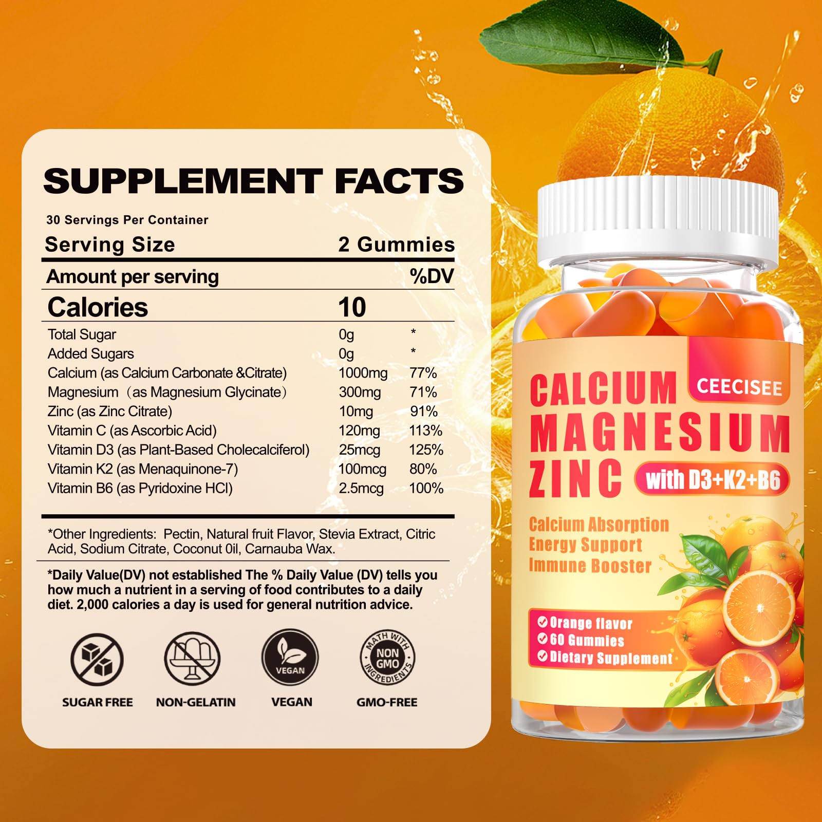 Ceecisee gummies bottle on countertop, convenient daily supplement for immune support