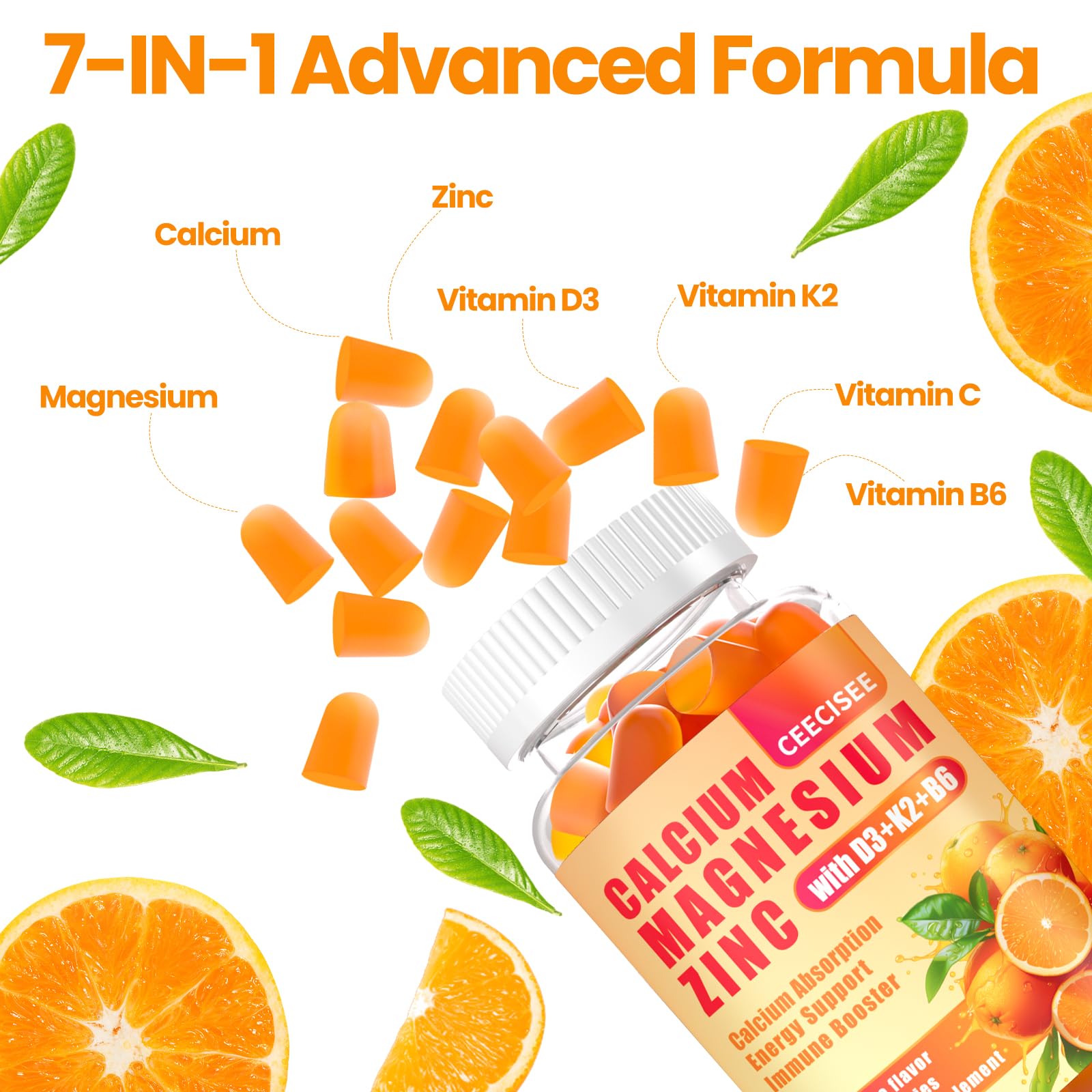 Ceecisee nutrition label close-up showing 7-in-1 formula and ingredients