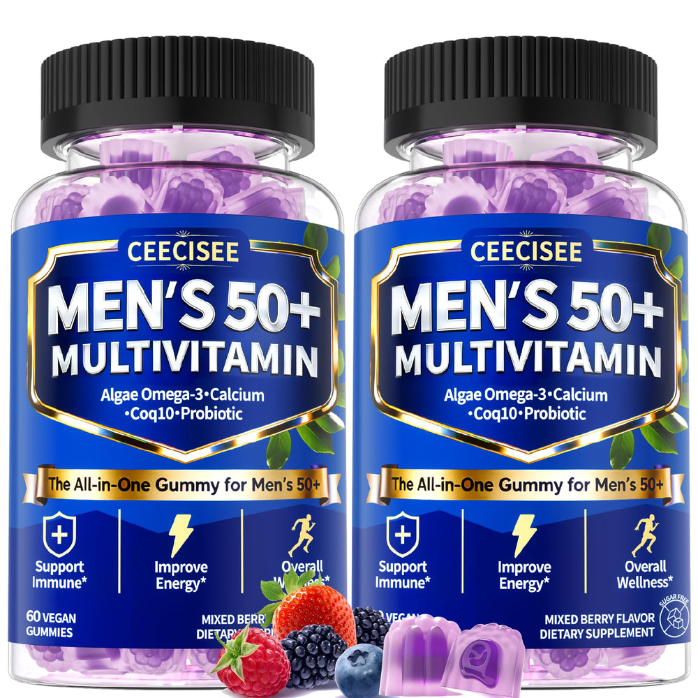 Ceecisee methylated multivitamin for men 50+ bottle front for daily energy support.