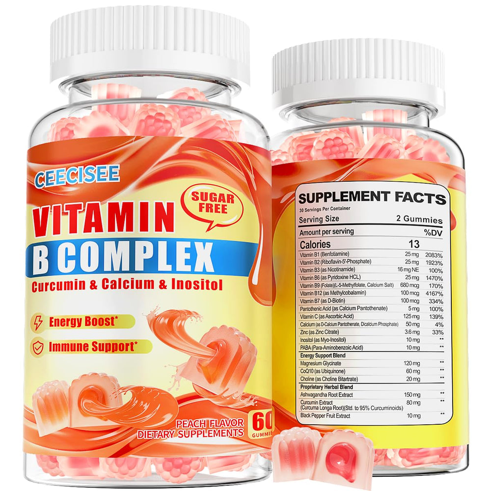 Ceecisee methylated B vitamins gummies bottle pouring for daily energy support