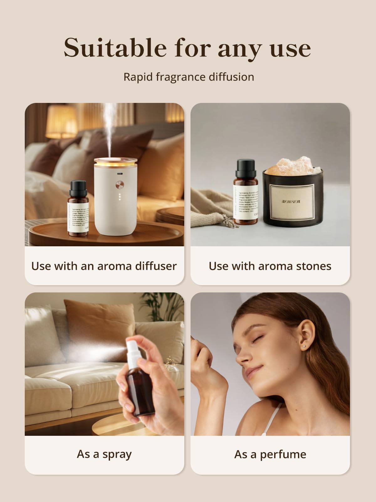 Ceeniu oil highlights bedside or desk usage for moments of refreshment.