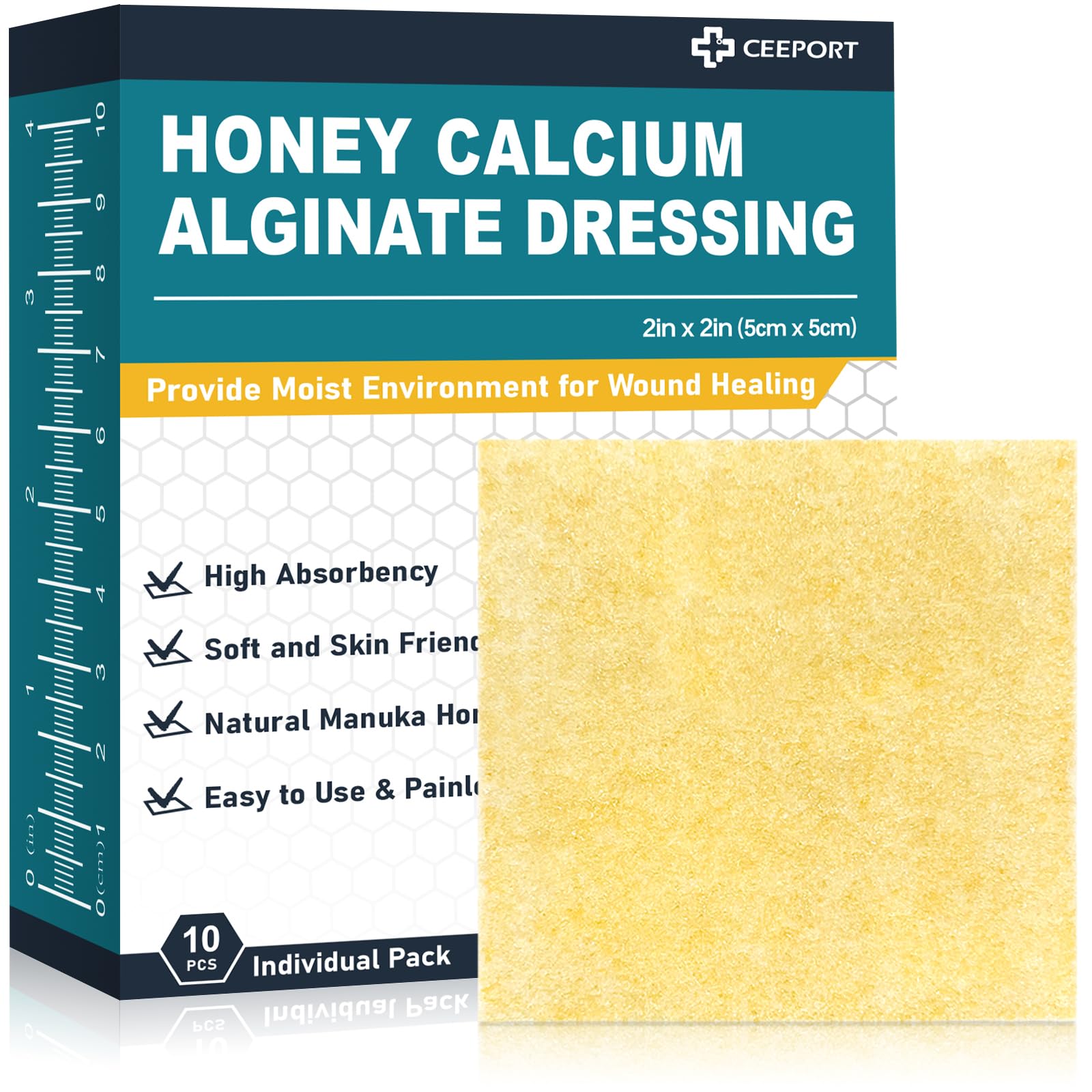 Ceeport Manuka Honey calcium alginate dressing box pack for convenient wound care