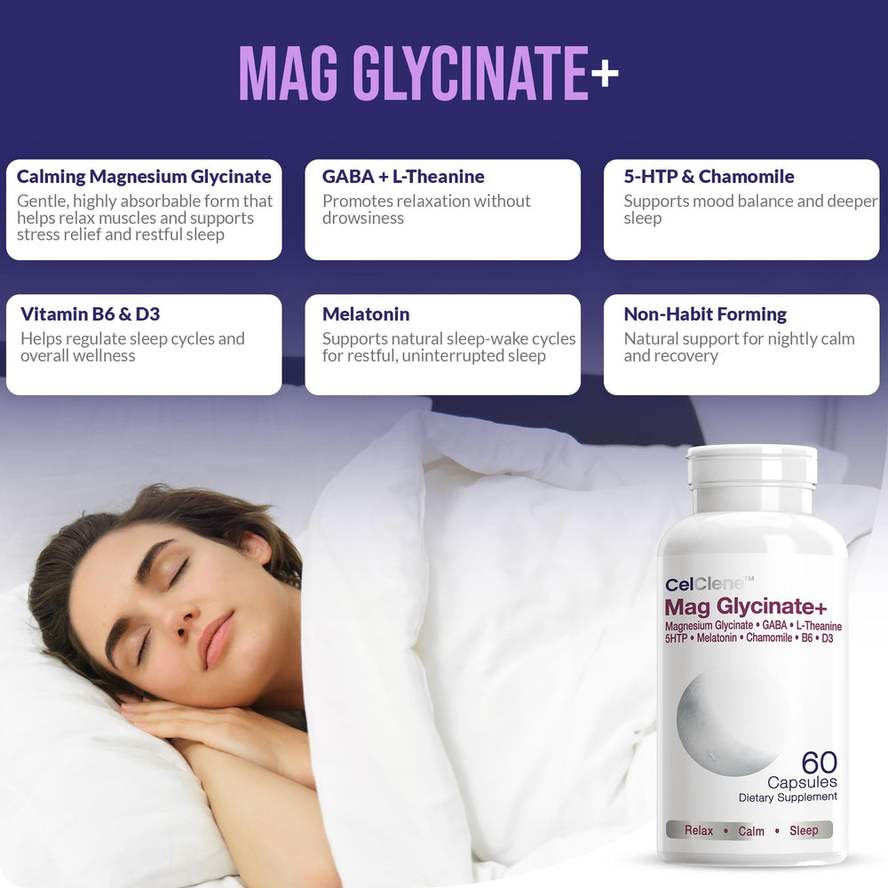 CELCLENE bottle label detail showing premium ingredients and capsules.