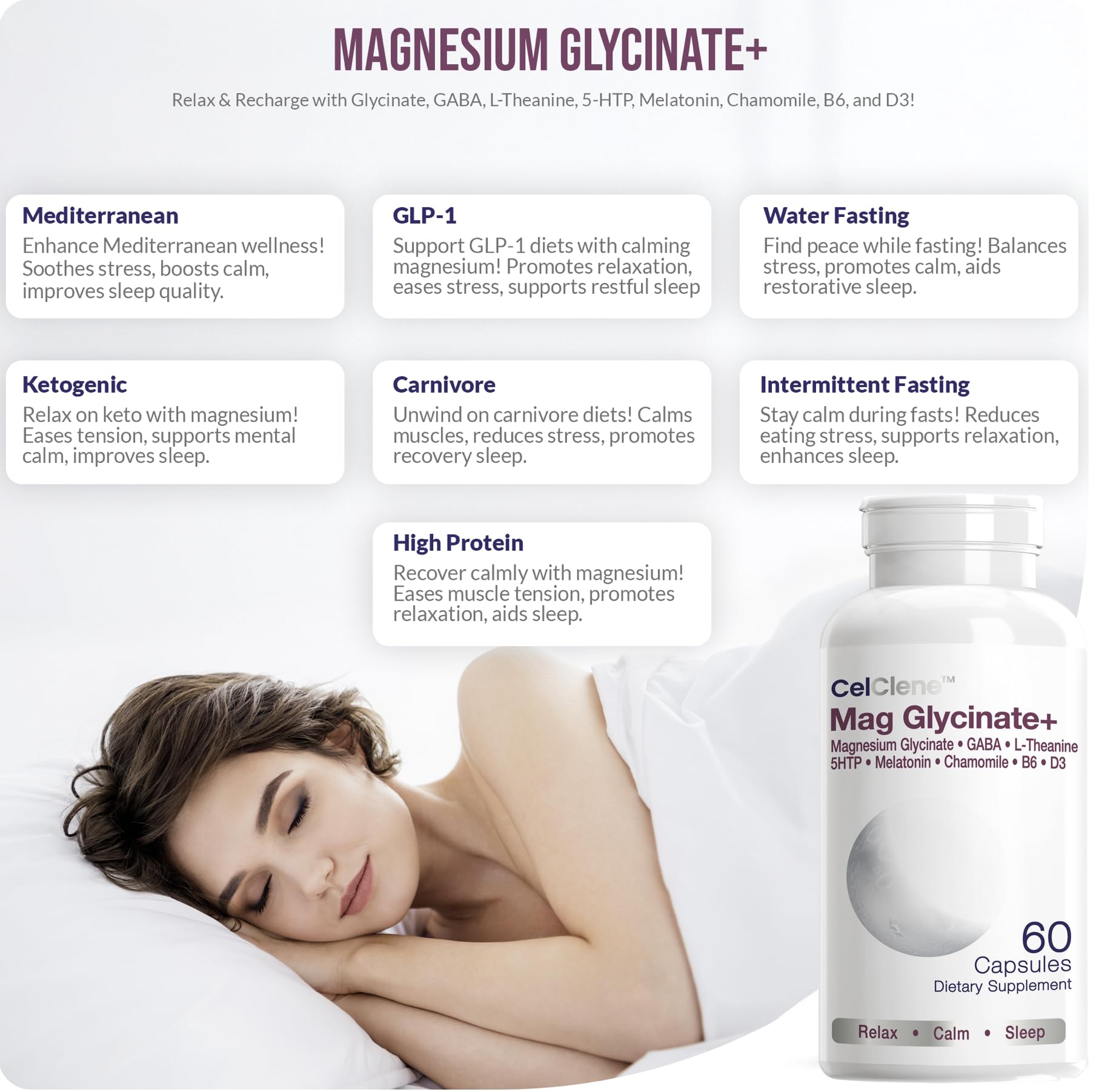CELCLENE capsules closeup highlighting vegetarian, non-GMO formula.