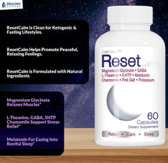 CELCLENE ResetCalm Night packaging label shown for trust and clarity.