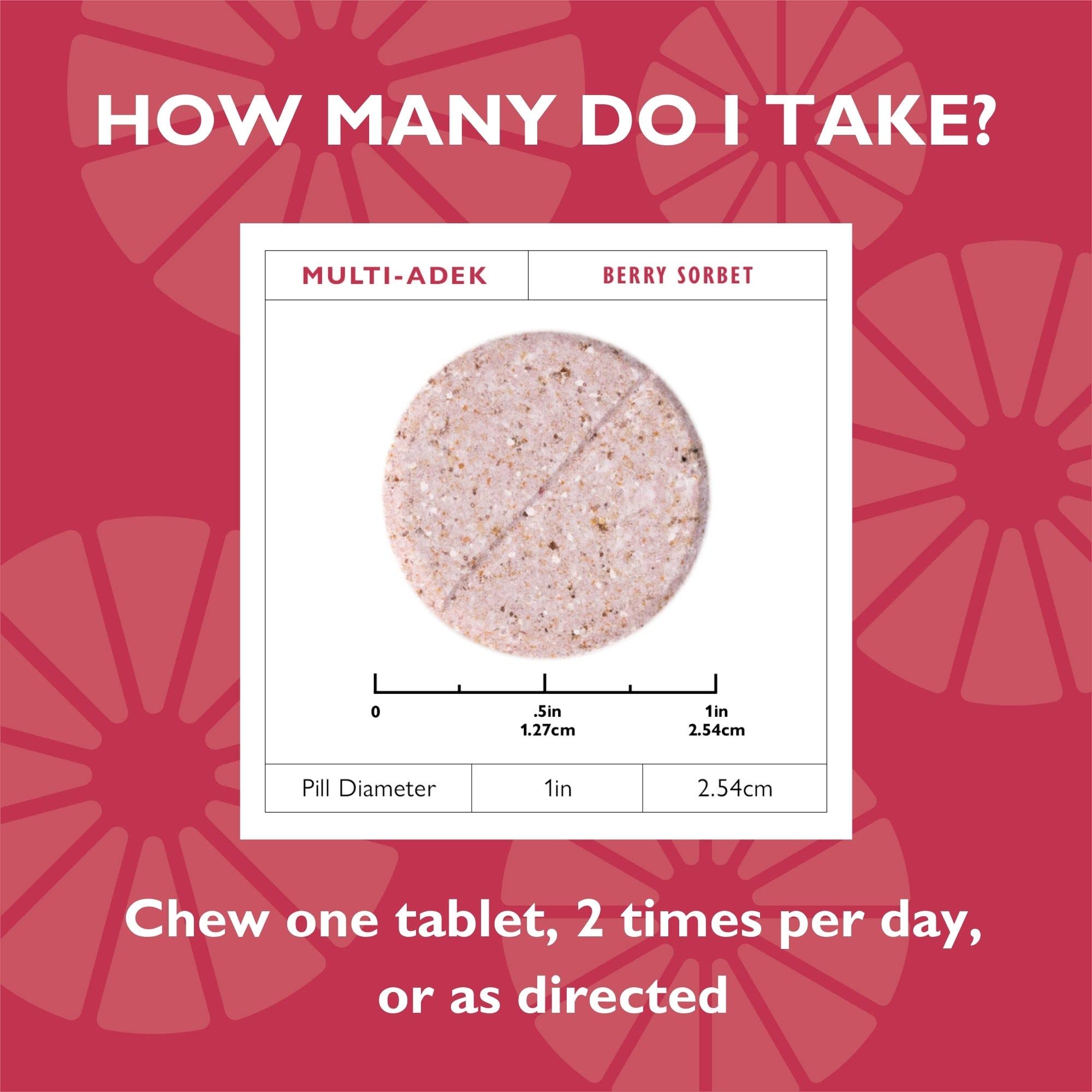 Celebrate Bariatric Multi ADEK chewables daily routine with two-tablet intake