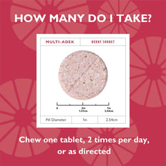 Celebrate Bariatric Multi ADEK chewables daily routine with two-tablet intake