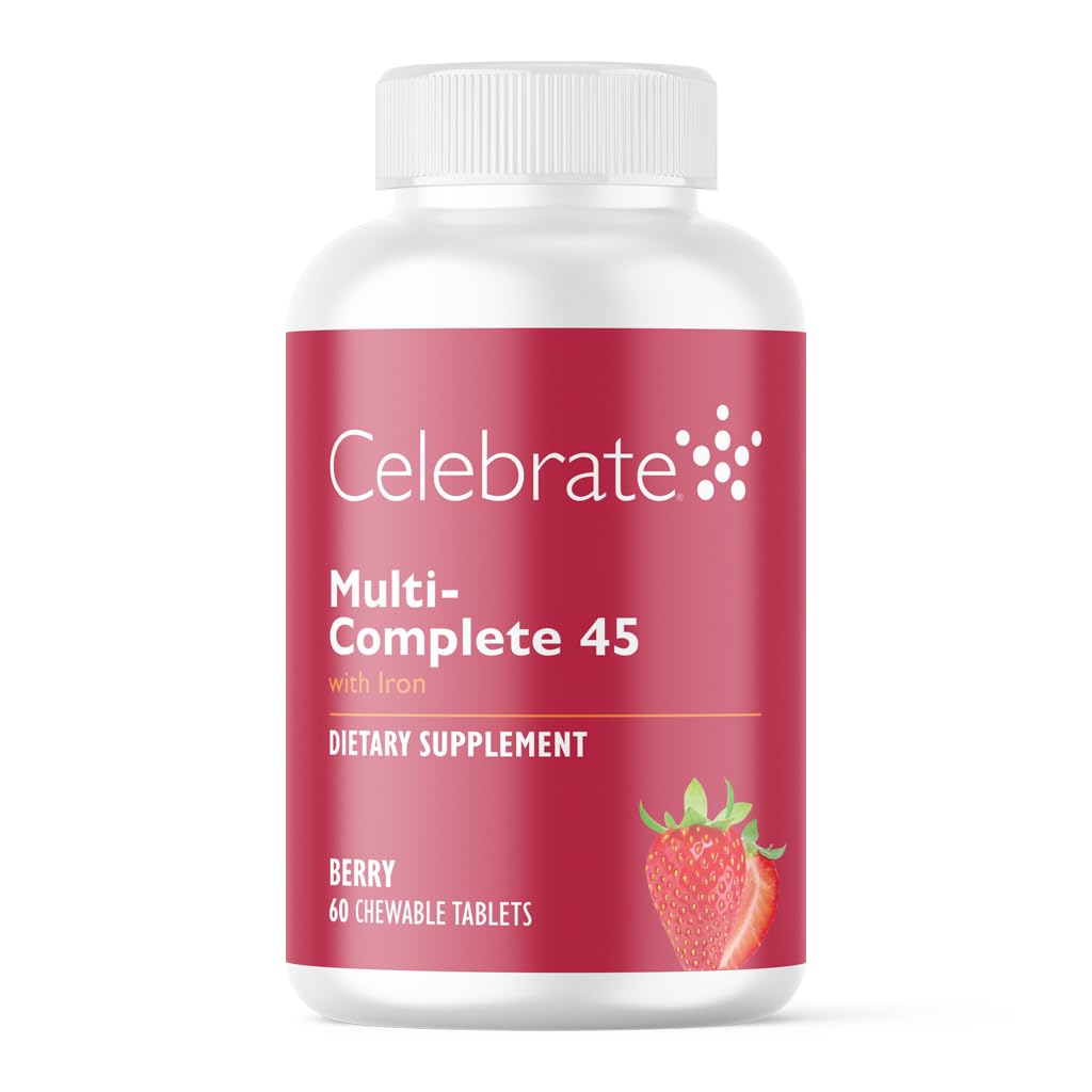 Celebrate Bariatric Multi-Complete berry bottle shows flavorful daily chewables for post-surgery nutrition