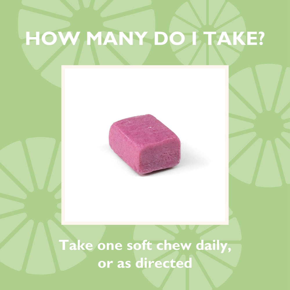 Celebrate Bariatric soft chews close-up label emphasizes calcium citrate.