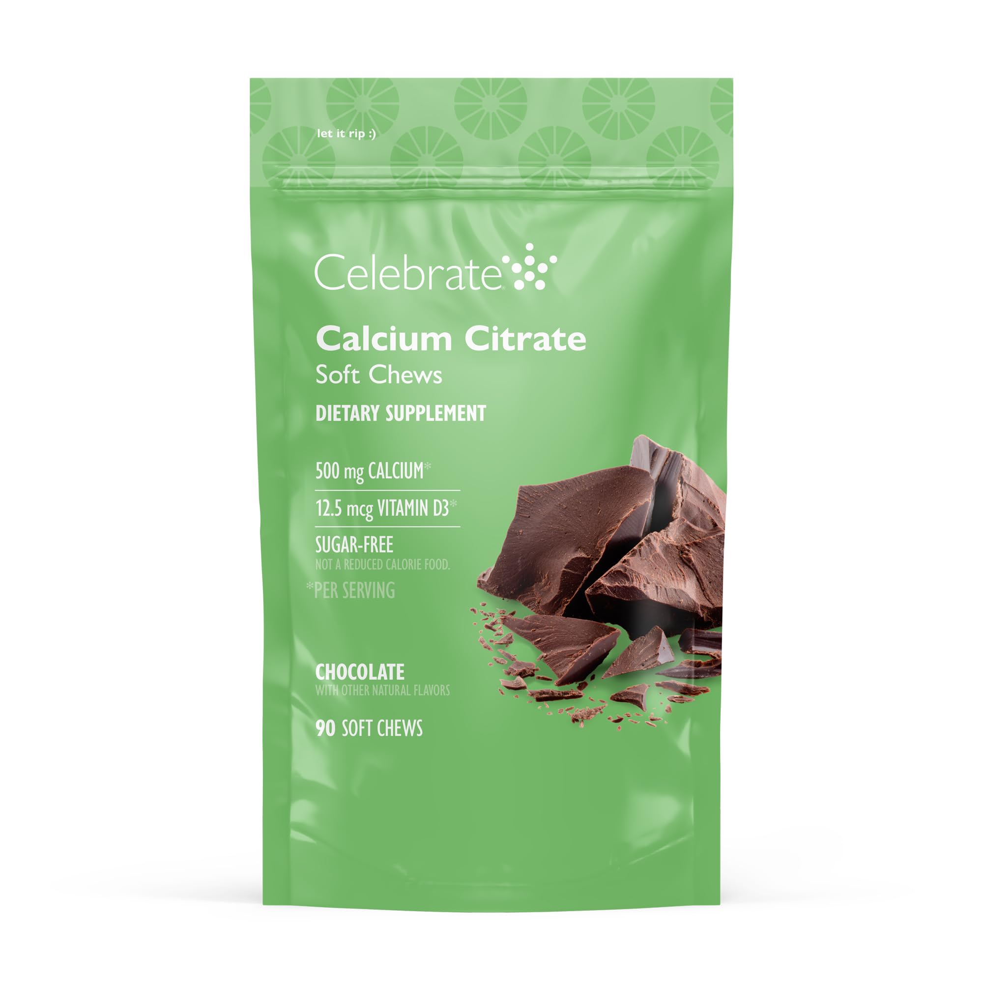 Celebrate Vitamins bariatric calcium chews bottle, chocolate flavor, easy daily calcium support