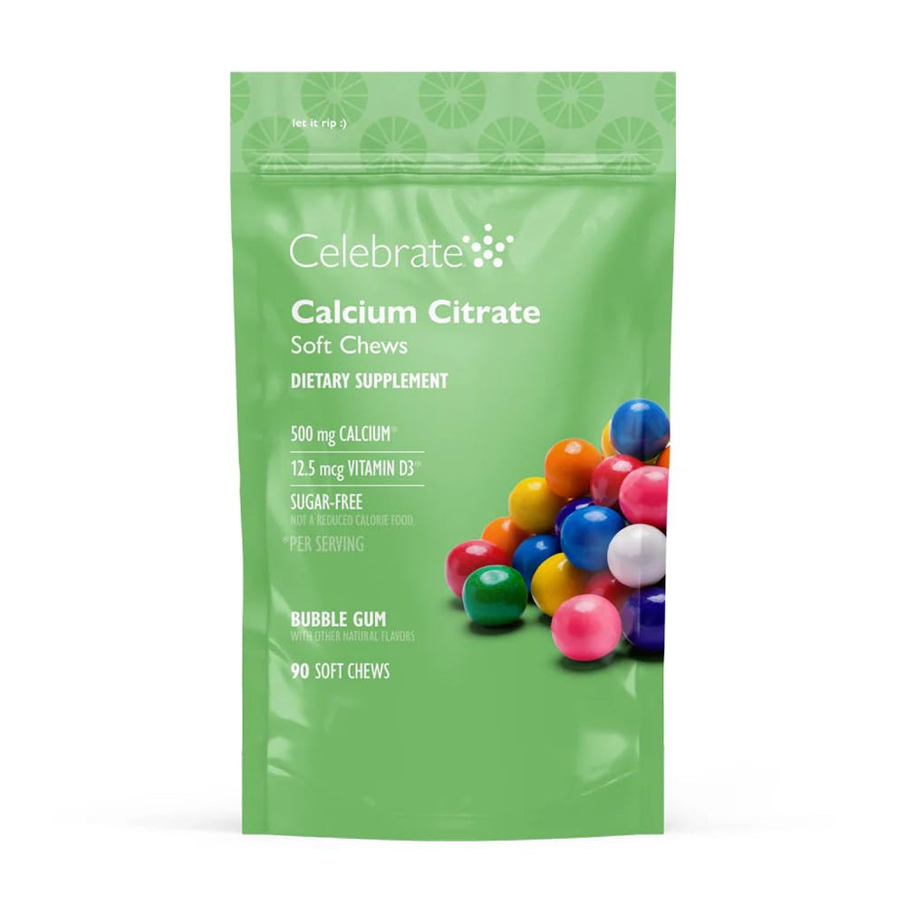 Celebrate Vitamins bariatric calcium citrate soft chew bottle on-the-go nutrition.