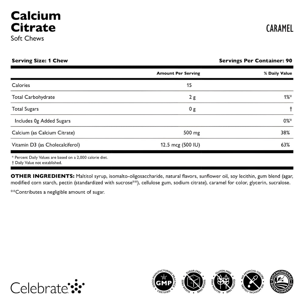 Celebrate Vitamins caramel-flavor soft chews are sugar-free and gluten-free for bariatric diets.