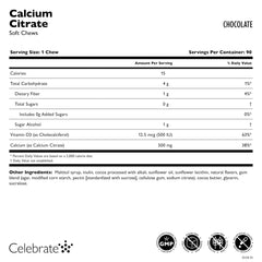 Calcium citrate soft chew by Celebrate Vitamins, chocolate, vitamin D3 for calcium absorption