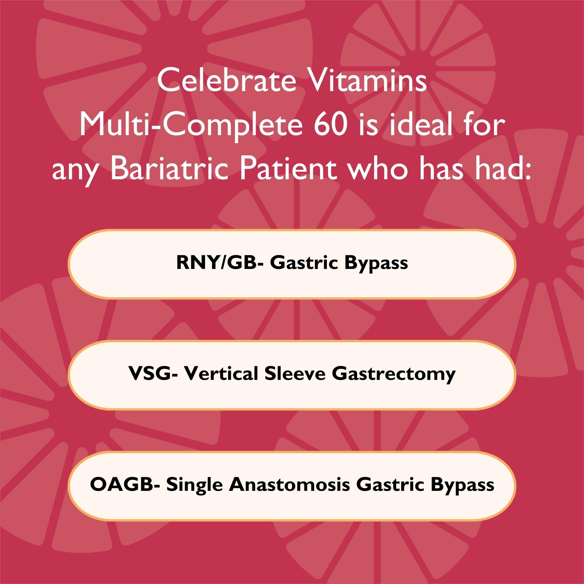 Celebrate Bariatric Supplements Celebrate Vitamins Multi-Complete 60mg Iron packaging—secure blister pack.