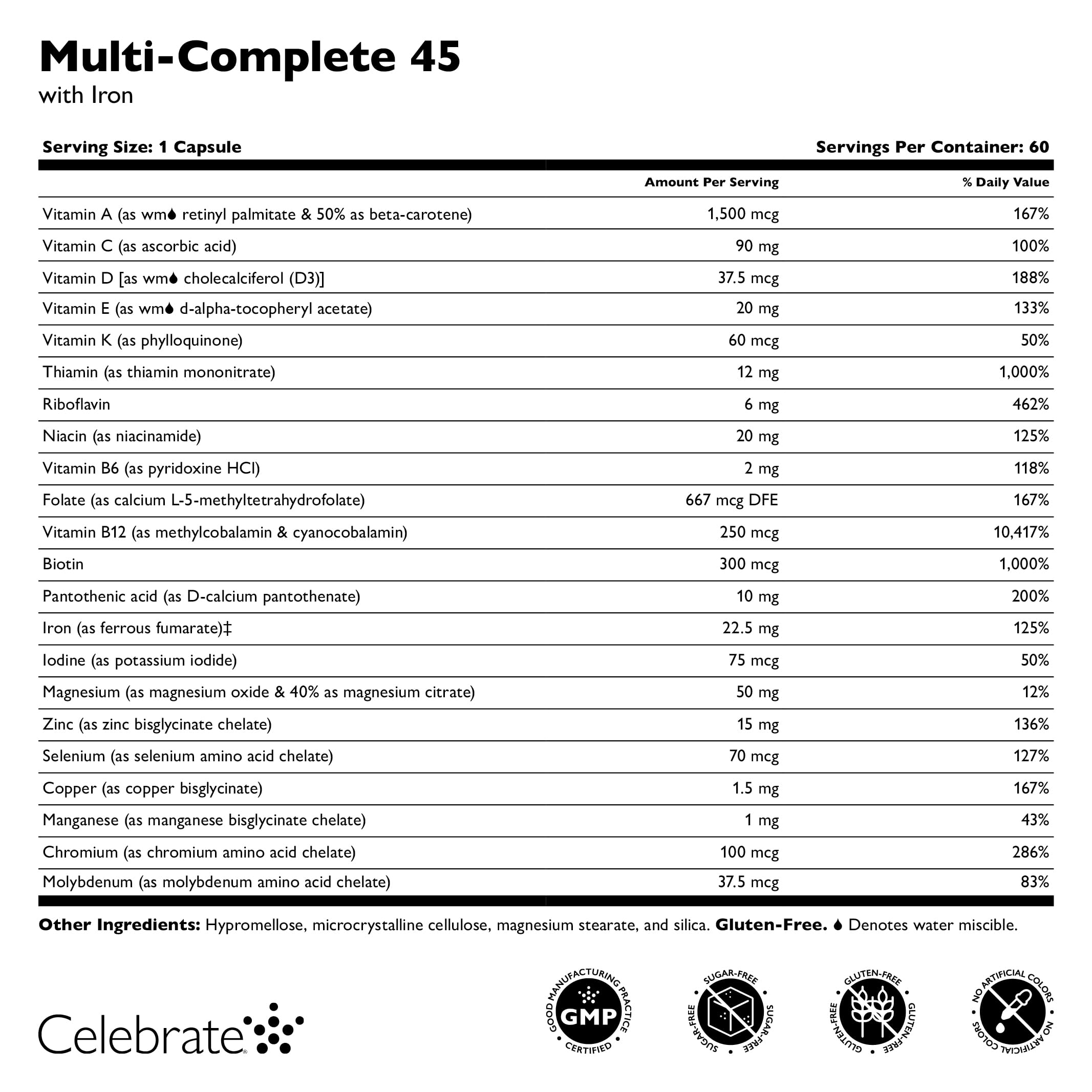 Celebrate Vitamins Multi-Complete USA-made label reinforces safety and quality