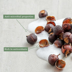 Celéme Organic Soapberry Extract close-up emphasizes natural ingredients for gentle cleansing.