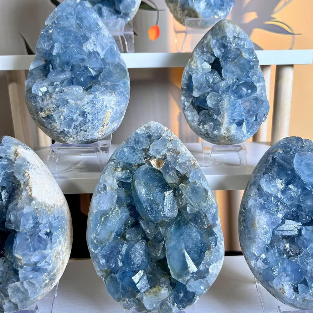 Raw Celestine geode piece ready to gift to crystal lovers
