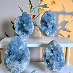 Authentic Celestine cluster showing natural imperfections and uniqueness