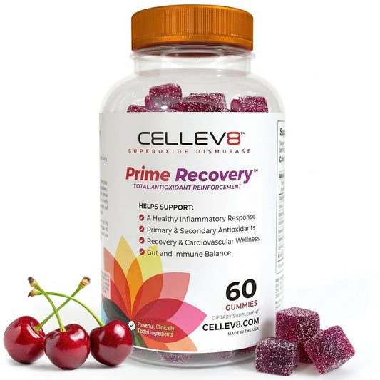 Cellev8 Prime Recovery bottle front view for post-workout support.