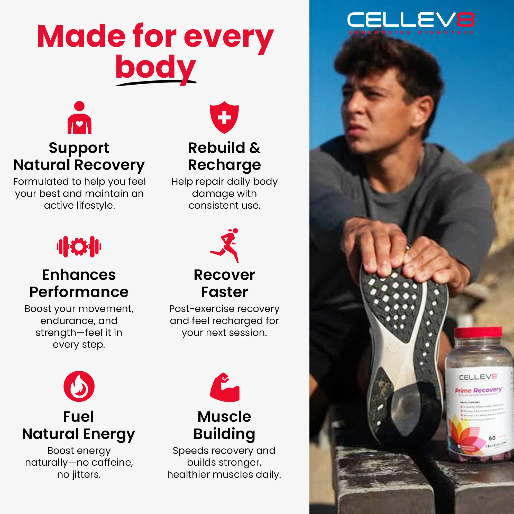 Cellev8 Prime Recovery NSF Sport logo on packaging.