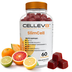 Cellev8 SlimCell bottle shown for daily metabolism support
