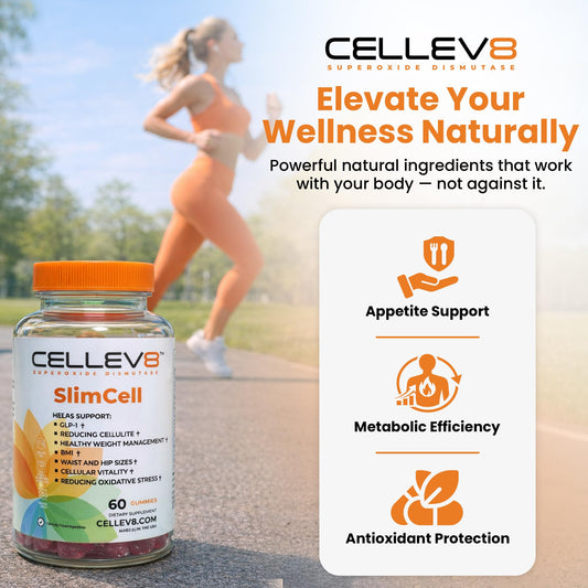 Cellev8 SlimCell gummies close-up highlighting soft chew format