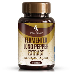 CellFend senolytic supplement bottle—potentially supports healthy aging by targeting senescent cells.