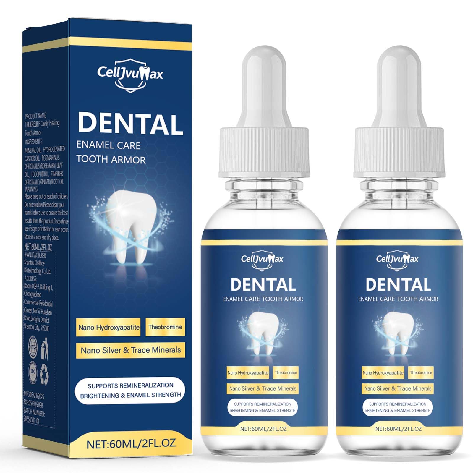 CellJuvMax Cavity Armor bottle pour shows enamel protection and easy remineralization.