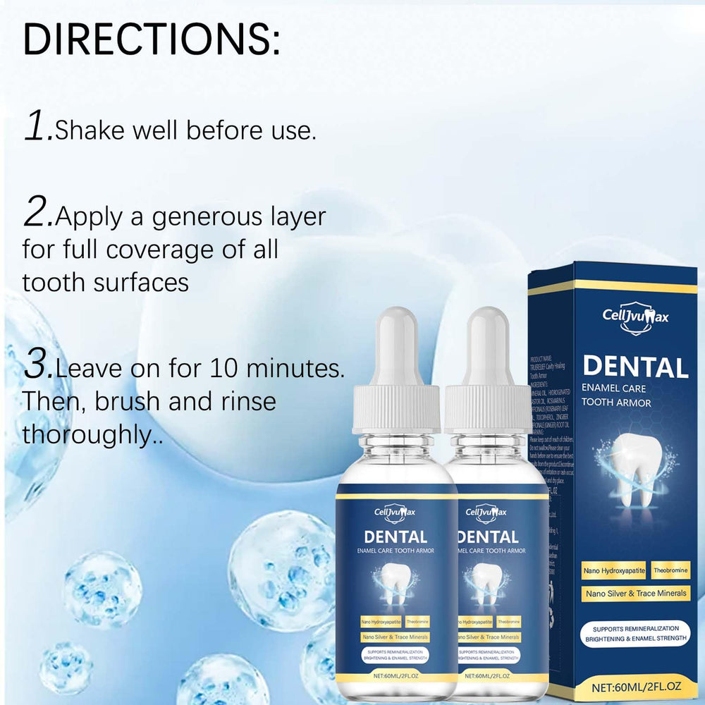 CellJuvMax Cavity Armor enamel repair application demonstrates targeted enamel rebuilding with gentle care.