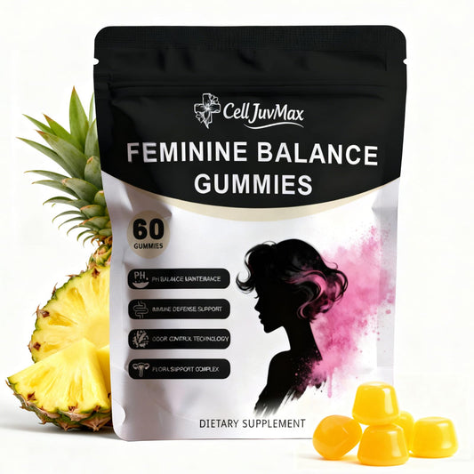 CellJuvMax Feminine Balance Gummies bottle for daily pH support and freshness.