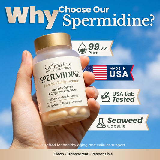 CELLOTRICS spermidine capsules in a blister pack.