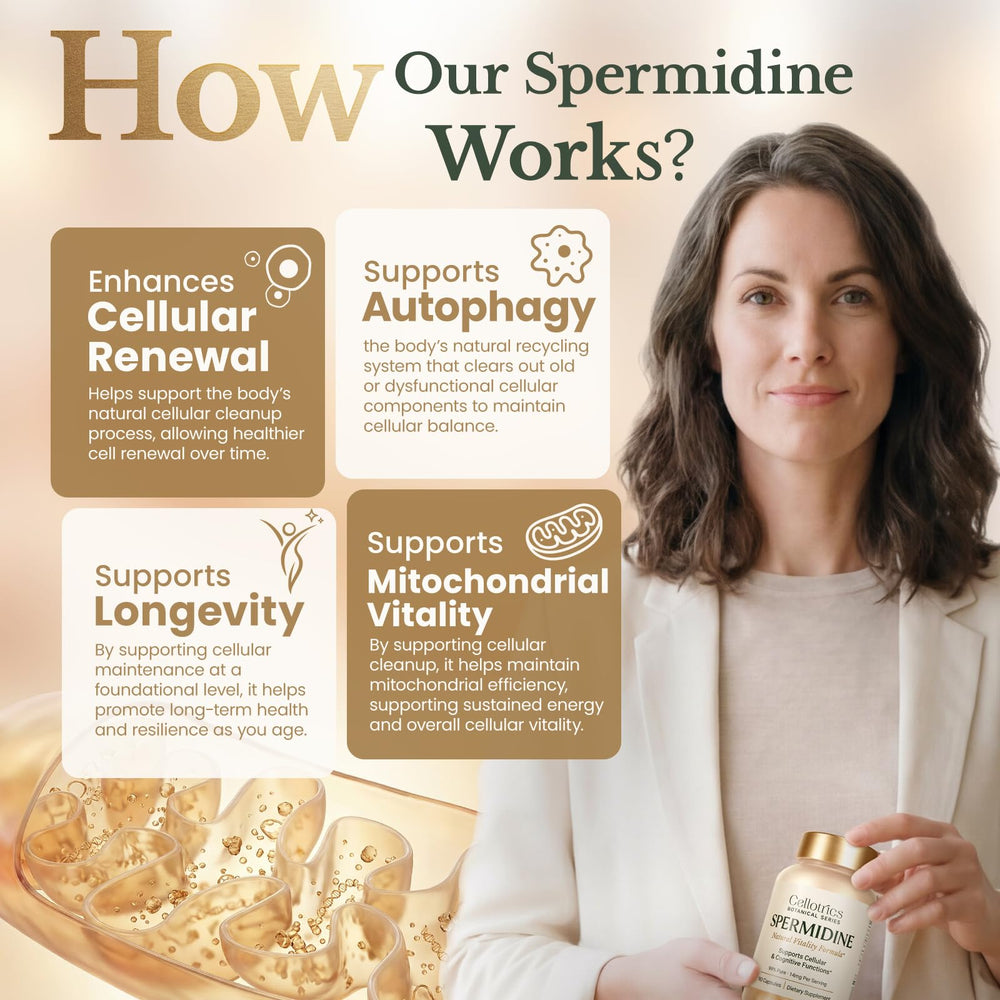 CELLOTRICS spermidine 99% purity label close-up.