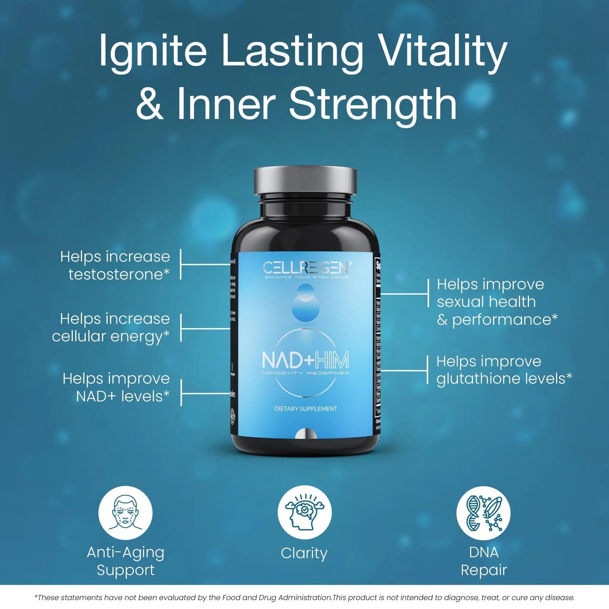 Cellregen NAD HIM label close-up with vitamin blend information