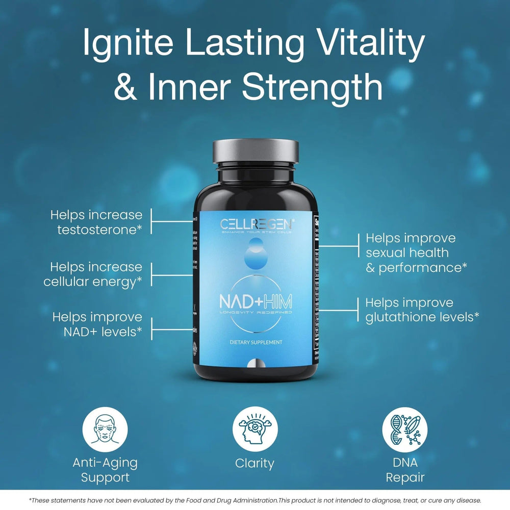 Cellregen NAD HIM label close-up with vitamin blend information