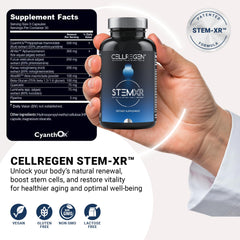 Cellregen StemXR bottle label displays vegan and gluten-free information for mindful shoppers.