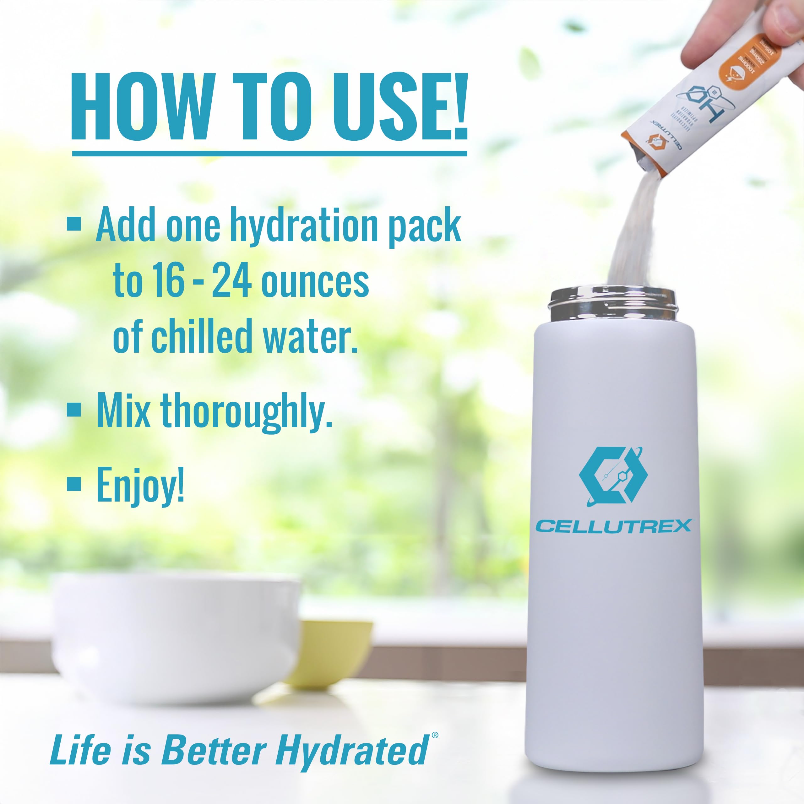 Cellutrex H2O electrolytes watermelon packaging showing sticks and box for easy travel