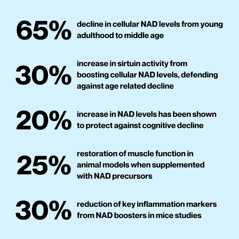 Celly NAD Booster bottle label highlighting NR and quality