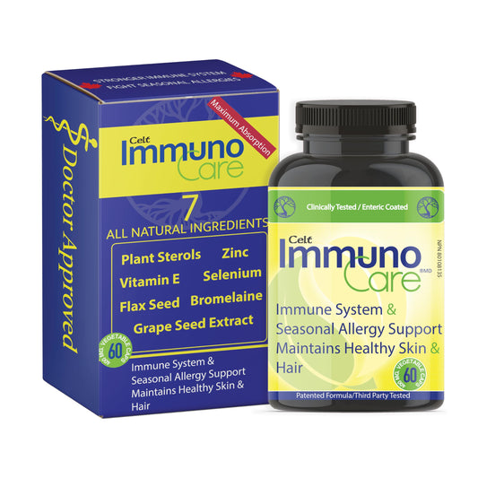 Celt Immunocare 60 V-Caps bottle front showing vegan immunity support for adults