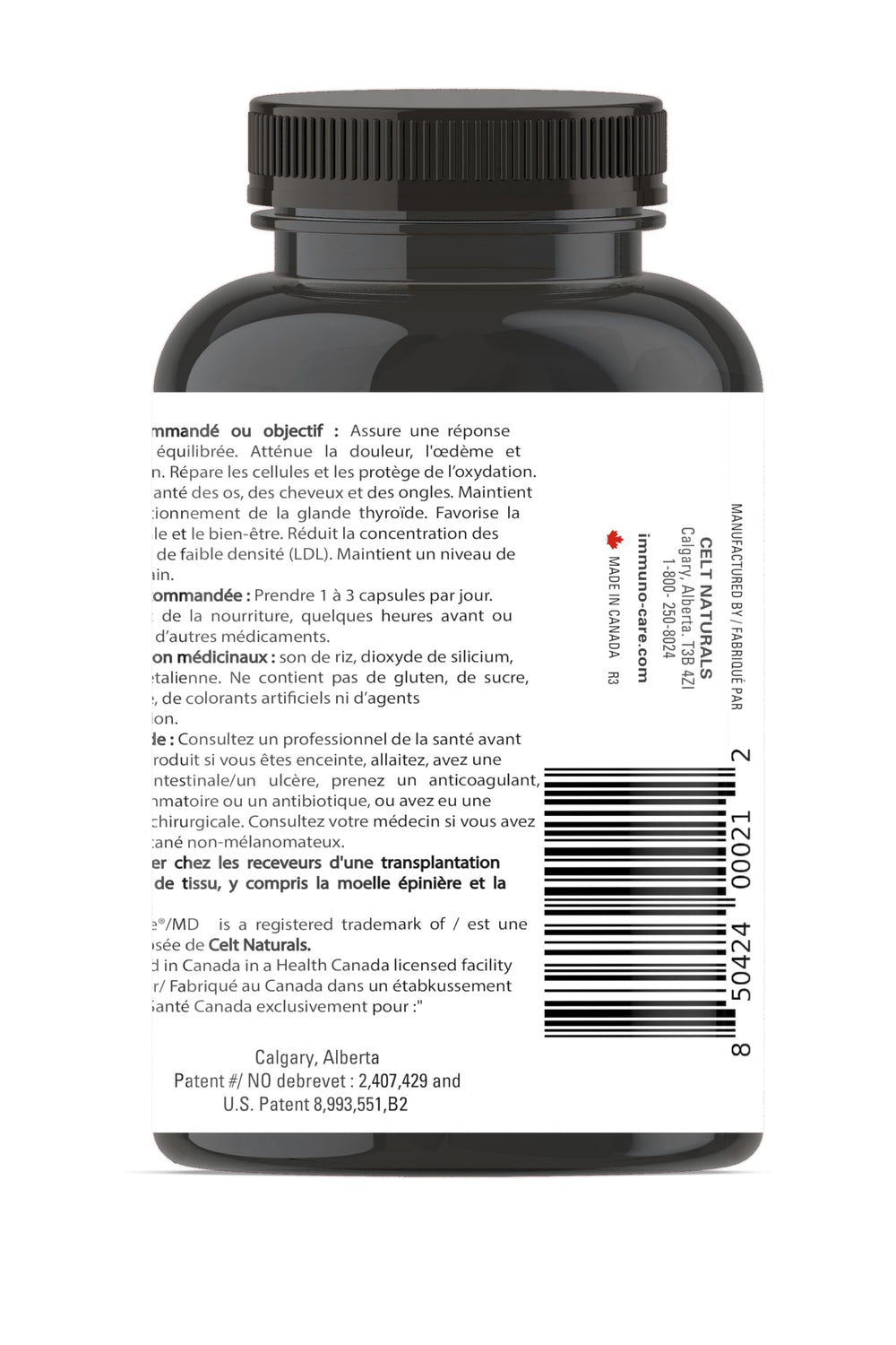 Inside Celt Immunocare bottle with capsules arranged for daily use