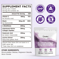 Cenffitio Glutathione capsules arranged for a daily skincare routine.