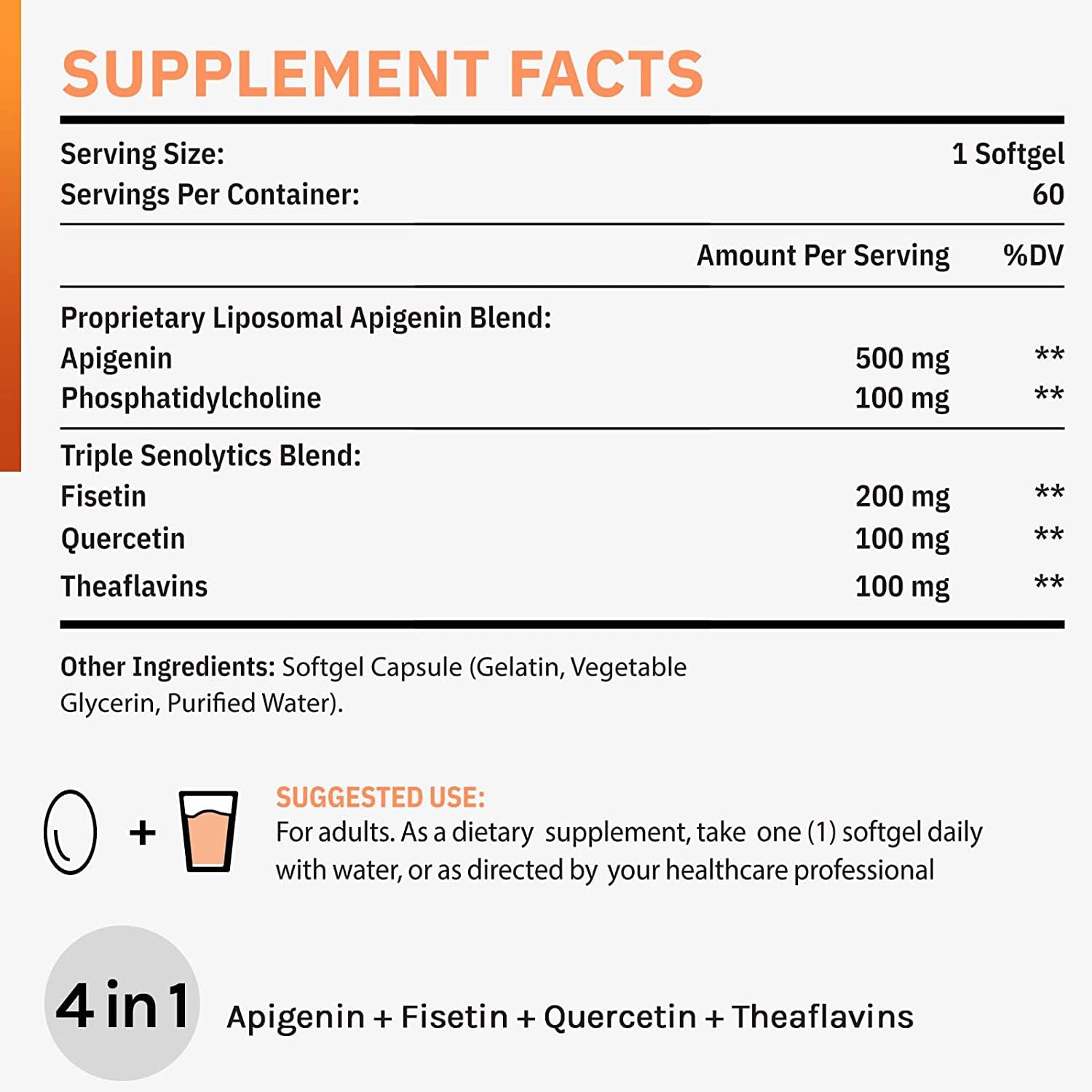 Cenffitio liposomal apigenin label design emphasizing premium formulation