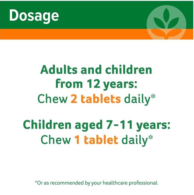 Back packaging detail for Cenovis Vitamin C Sugarless bottle explaining dosage.