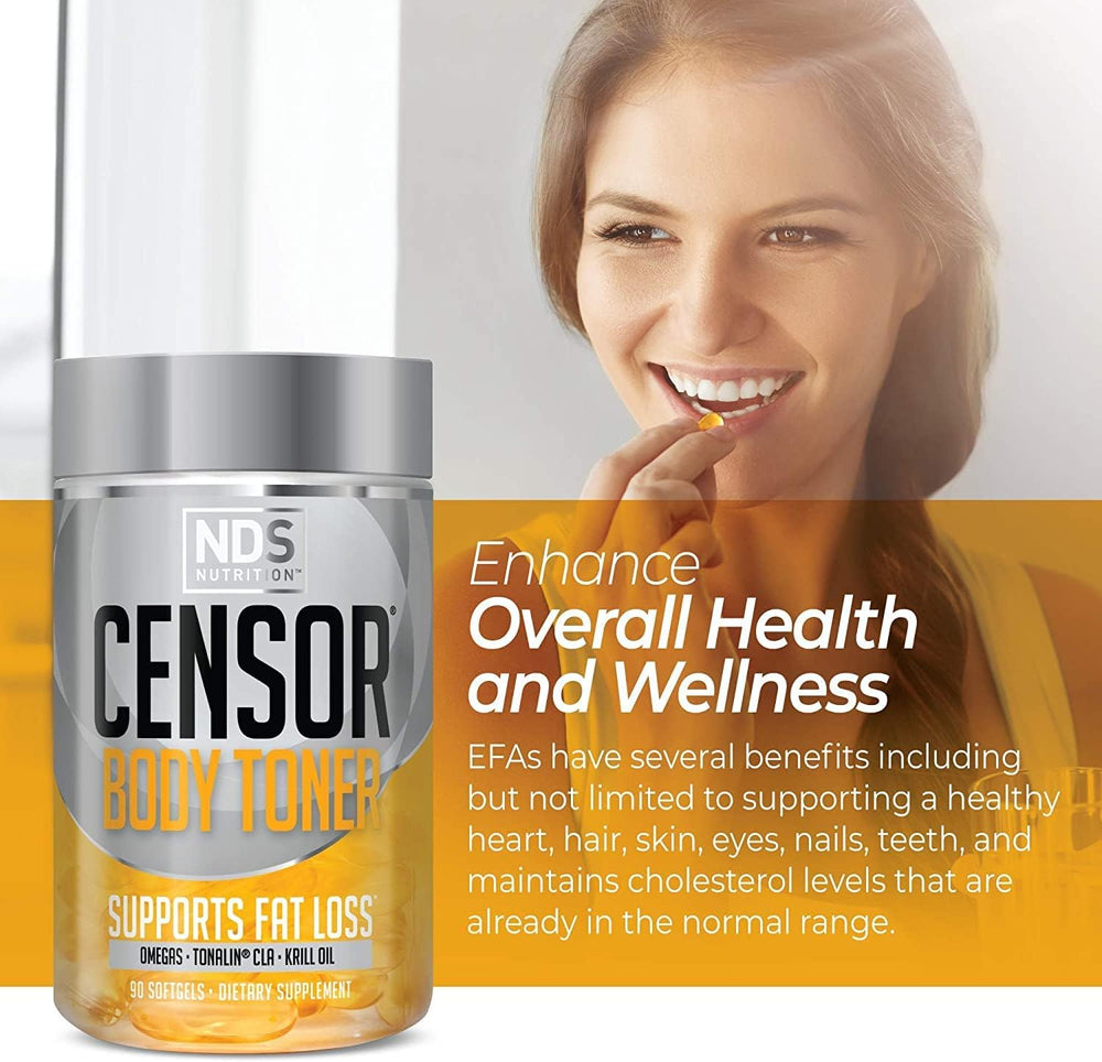 Censor omega 3-6-9 blend jar emphasizes essential fatty acids for daily health.
