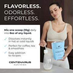 Centenarius Nutrition collagen label closeup showing purity and ingredients.